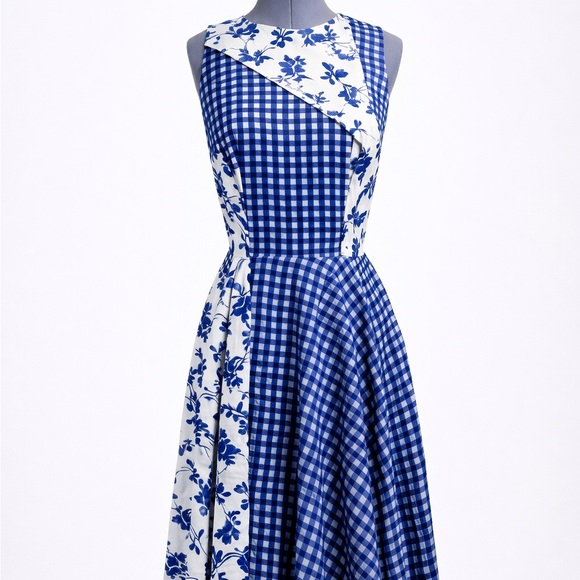 Abbey Glass Dresses & Skirts - Abbey Glass Blue and White Fit and Flare